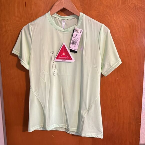 Adidas Training Tshirt Womens Small Green Mesh - Picture 1 of 3
